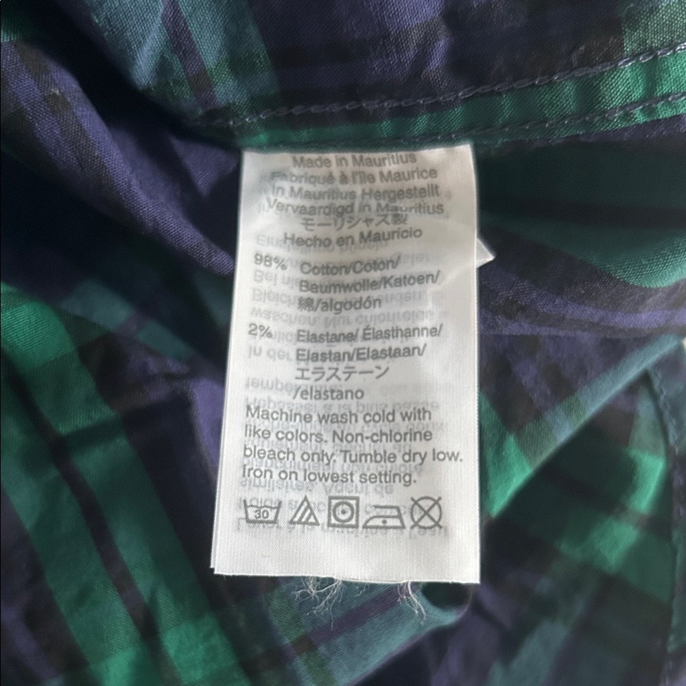 NWOT Crewcuts Kids Green and Blue Plaid Button Down Shirt - Picture 3 of 4